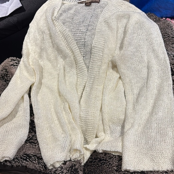 Alexandra + Oak off white Mesh 3/4 sleeves open cardigan Sz M - Picture 7 of 7